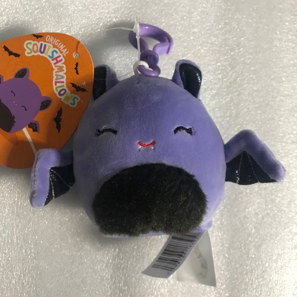 Original Squishmallows Joldy the Purple Black Vampire Bat 3.5” Plush Clip - Picture 2 of 11